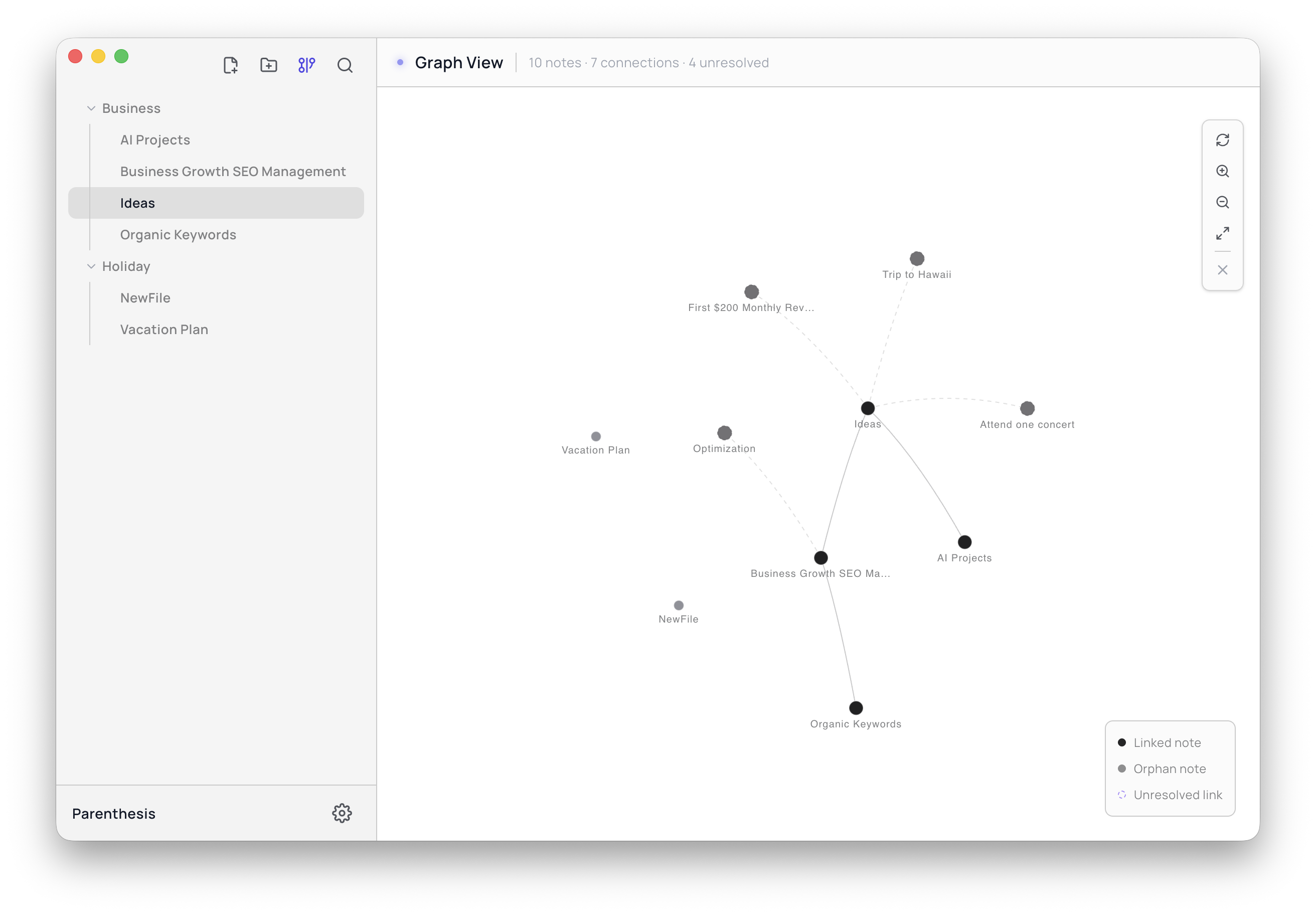 Parenthesis Knowledge Graph View